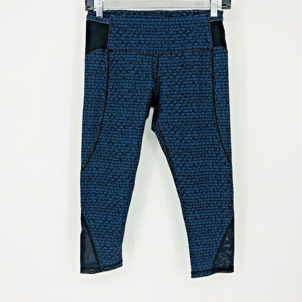 Lululemon Women's Nocturnal Blue/Black Print Mesh Crop Leggings Size 6 Estimate